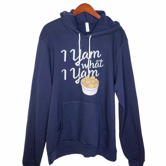 Bella - CANVAS Hooded Fleece Lined “I Yam What I Yam” Sweatshirt Size XL - Picture 1 of 11